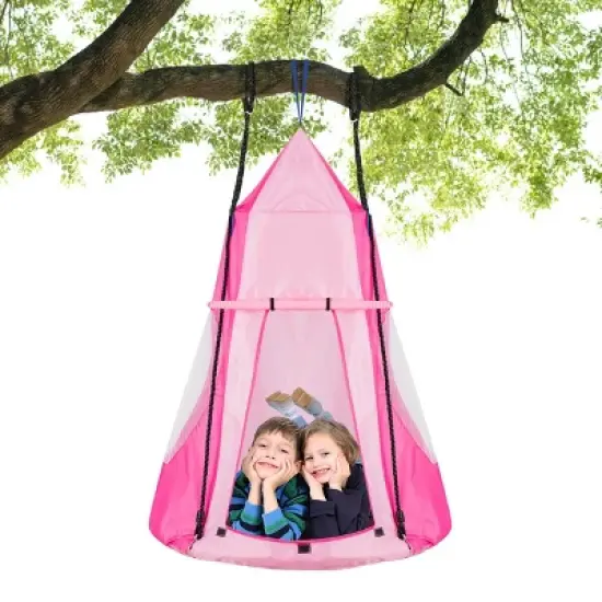 Costway 40'' Kids Hanging Chair Swing Tent Set Hammock Nest Pod Seat image {13}