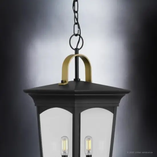 Urban Ambiance Luxury Cosmopolitan Outdoor Pendant Light,  23.875"H x 9"W,  Midnight Black Finish, UHP1261 image {4}