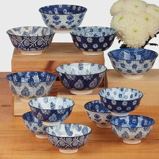 Certified International Set of 6 13pc Carnival All Purpose Bowls Blue image {9}