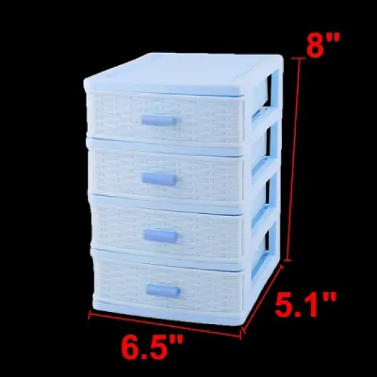 Unique Bargains Room Plastic 4 Layers Cosmetics Sock Jewelry Storage Case Light Blue image {1}