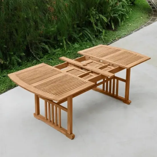 Cambridge Casual 6pc Caterina Teak Wood Outdoor Dining Set with Beige Cushion: Weather-Resistant, 2" Umbrella Hole, Galvanized Steel Hardware image {9}