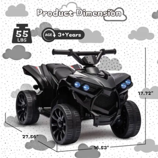 Acekool Kids 6V ATV 4 Wheeler Ride-On Toy with Music, Foot Pedal, Wear-Resistant Wheels, Battery Powered Electric Quad Car image {2}
