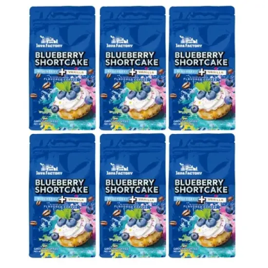 Java Factory Blueberry Shortcake Flavored Ground Coffee Bags,10 oz ea, 6 pack image {8}