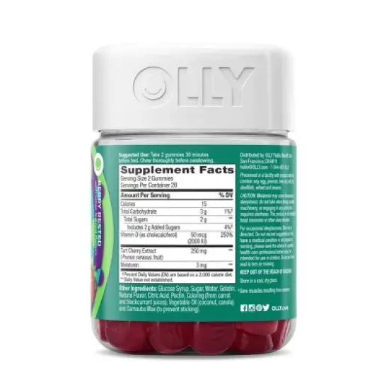 OLLY Muscle Recovery Sleep Gummies with Melatonin, Tart Cherry & Vitamin D - Berry - 40ct image {2}