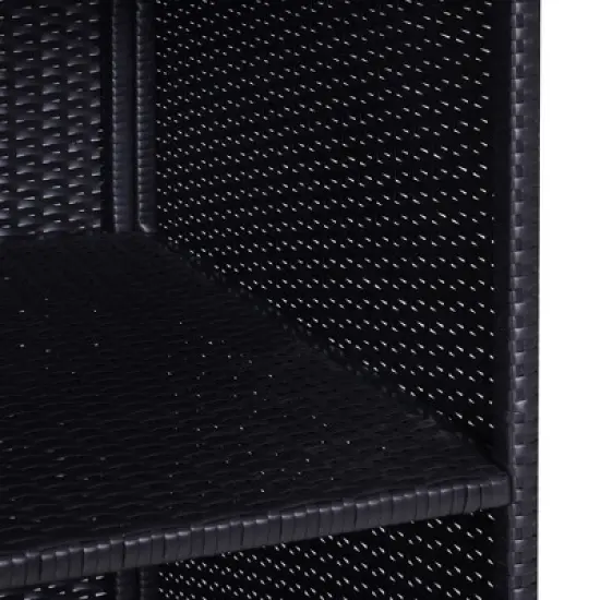 Outsunny Patio Wicker Pool Caddy, PE Rattan Storage Cabinet Holder, Outdoor Towel Rack for Pool for Space Saving Design, Espresso image {5}