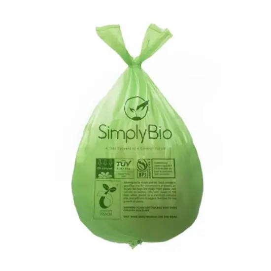 Simply Bio 3 Gallon Compostable Trash Bags Handle-Tie, Thick 0.67 Mil, 11.36 Liter, 80 Bags, Small Kitchen Food Scrap Waste Bag image {9}