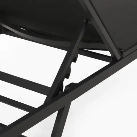 Salton 2pc Patio Aluminum Chaise Lounges with Mesh Seating - Black/Dark Gray - Christopher Knight Home: Water-Resistant, Iron Hardware image {3}