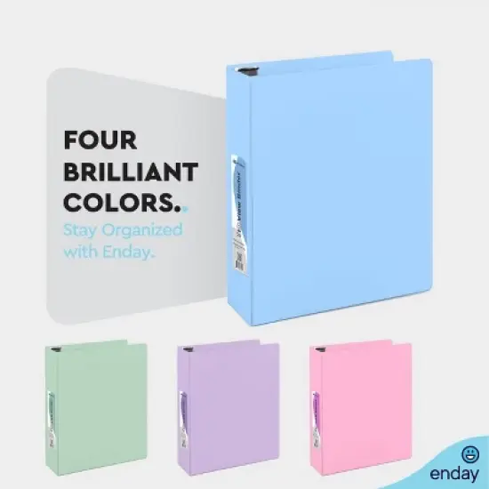 Enday 3 Ring Binder, Round Ring Pastel With Clear View Cover for Letter Size 8.5 x 11'' Paper & 2 Inside Pockets image {3}