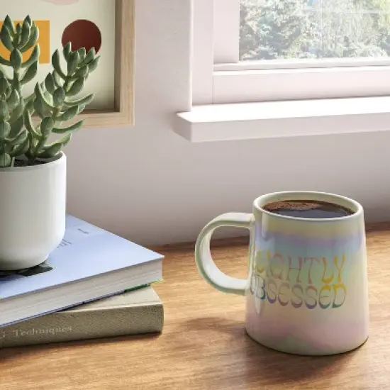16oz Slightly Obsessed Mug White - Room Essentials&trade;: Stoneware Coffee Cup, Microwave & Dishwasher Safe, 16oz Capacity image {1}