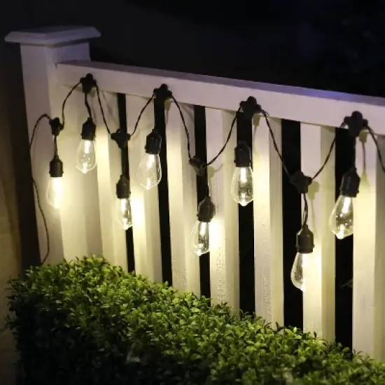 10ct Integrated LED Edison Bulb String Lights with Timer - Black Wire - Alpine Corporation image {1}