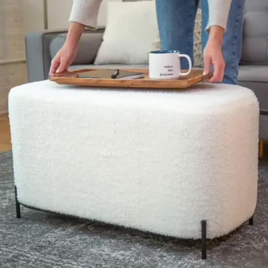 32" Modern Decorative Bench with Metal Base - WOVENBYRD image {1}