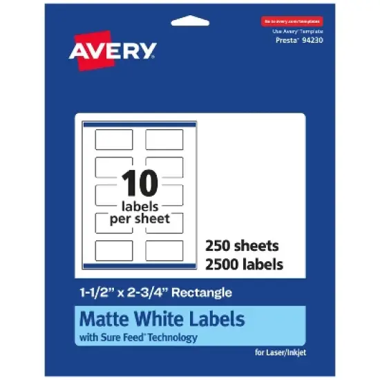Avery Matte White Rectangle Labels, 1.5" x 2.75" image {9}