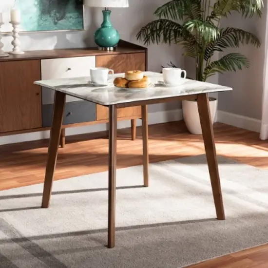 Kaylee Wood Dining Table White/Brown - Baxton Studio image {4}