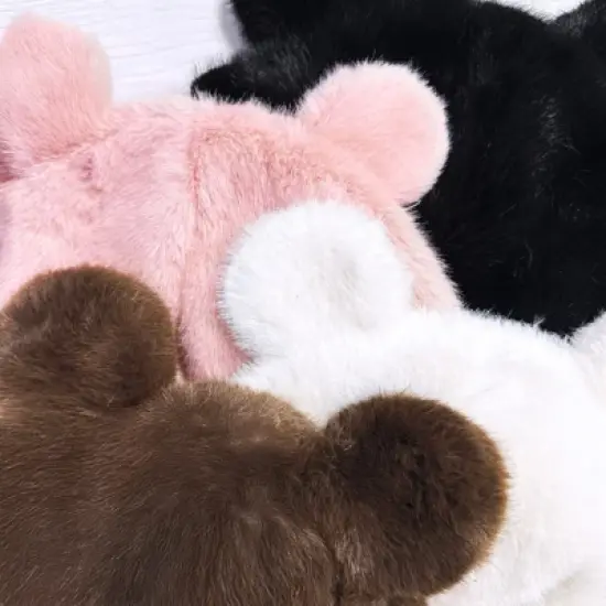 Wrapables Faux Fur Fluffy Bear Ears Winter Beanie Hat, Brown image {6}