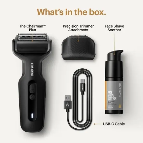 Manscaped The Chairman Plus Essentials Kit, Electric Foil Face Shaver and SkinSafe Precision Trimmer with Soothing Aftershave Serum image {3}
