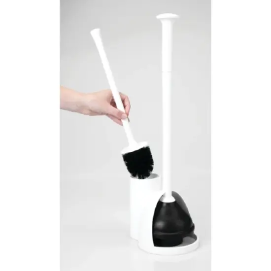 mDesign Hidden Plunger and Brush Set for Toilet Bowl - White image {4}