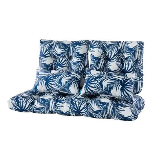 ARTPLAN Outdoor Cushions for Settee,Wicker Loveseat Cushions with Tie,Tufted Patio Cushions 2 U-Shaped Set of 5 Piece,L44xW19，Floral image {17}