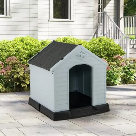 Tangkula Dog House Pet Puppy Shelter Waterproof Indoor/Outdoor Ventilate Gray image {3}