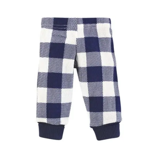 Hudson Baby Boys Thermal Preemie Layette Set 4pc Short Sleeve Outfit, Navy Plaid, Preemie image {4}