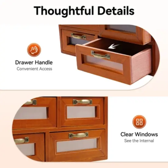 YIYIBYUS Wooden Storage Box With 16 Drawers, Desktop Storage Drawer Organizer image {7}