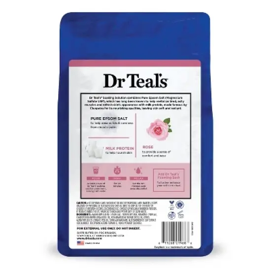 Dr Teal's Epsom Salt Magnesium Soak - Calm & Serenity with Rose Essential Oil & Milk Protein - 3 lbs image {1}