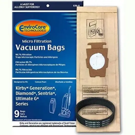 Kirby Generation 1,2,3,4,5,6 and Ultimate G Allergen Filtration Bags (9 BAGS & 1 BELT) image {6}