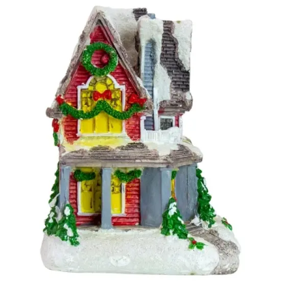 Northlight LED Lighted Snowy House Christmas Village Decoration - 5" - Red image {3}