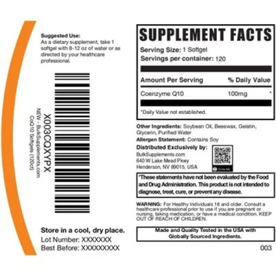 BulkSupplements Coenzyme (CoQ10) Softgels image {4}