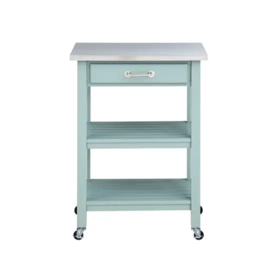 Colorado Kitchen Cart with Stainless Steel Top Blue - Boraam image {2}