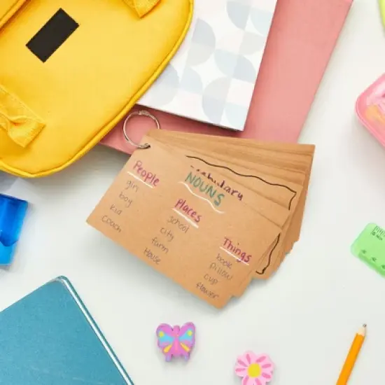 Juvale Blank 3x5 Kraft Paper Index Cards, Note Cards for Home, Office, Recipes, School Learning, Studying, Crafts, DIY, (100 Pack), Brown image {1}