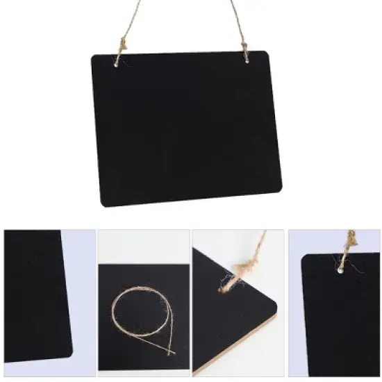 Unique Bargains Wood Rectangle Shape Mini Chalkboard Sign with Hanging Rope 1 Pc image {2}