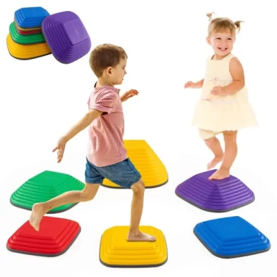 Costway 6 Pcs Kids Stepping Stone Square Balance Blocks for Indoor/Outdoor Exercise image {9}
