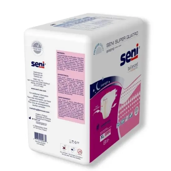 Seni Super Quatro Adult Incontinence Brief XL Heavy Absorbency Breathable / Overnight, S-XL08-BQ1, Severe image {3}