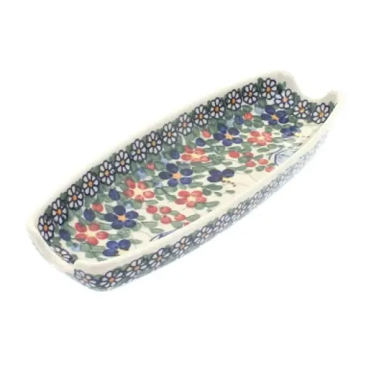 Blue Rose Polish Pottery 159-Vena Corn on the Cob Dish image {4}