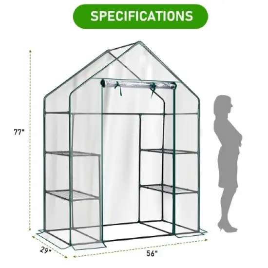 SEVOBAL Greenhouse Outdoor Durable PE Plant Green House for Frost Protection Shelf Clips Roll-up Zipper Door Walk-in for Planter, Clear, 98"*36"*9.5" image {2}