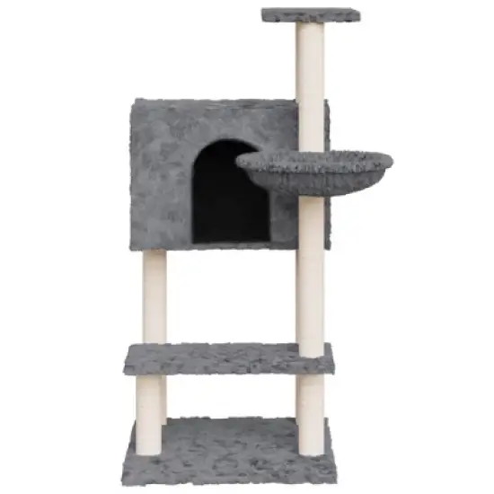 vidaXL Cat Tree Dark grey Engineered wood, plush, sisal Medium Modern image {3}