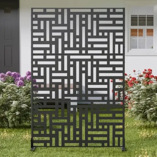 47-inches W x 72-inches H Black Galvanized Sheet Screen Outdoor and lndoor Divider for Balcony Patio Garden Room Divider (Helen Steet 01 ) image {1}