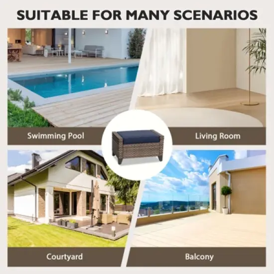 EAGLE PEAK 2 Piece Wicker Outdoor Ottoman, Patio Ottoman Foot Rest image {6}