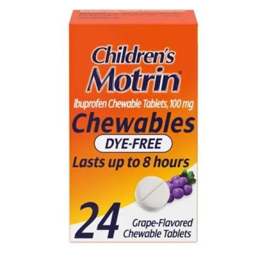Children's Motrin Dye-Free Pain Reliever and Fever Reducer Ibuprofen (NSAID) ChewableTablets - Grape Flavor - 24ct image {7}