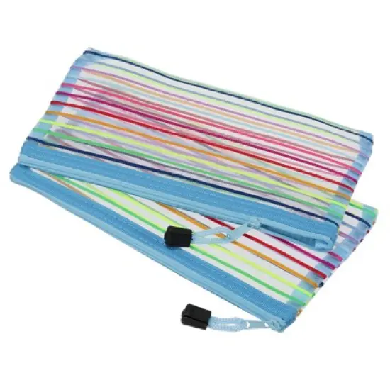 Unique Bargains Mesh Document Pencil Office Storage Zipper Pouches 6 Pcs image {6}