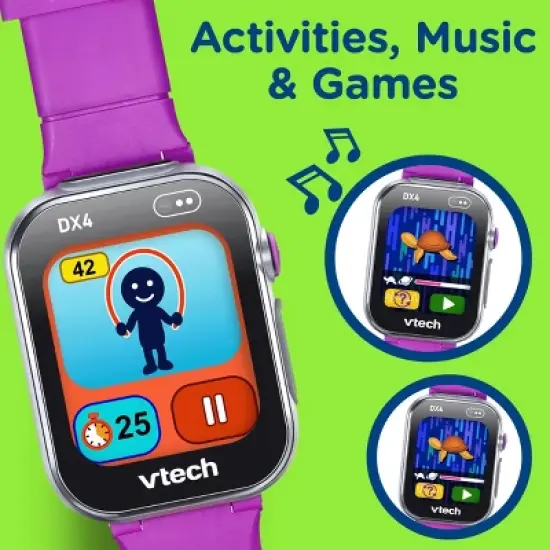 VTech KidiZoom Smartwatch DX4 - Purple: Sensory Development, Teaching Aid, No Assembly Required image {4}