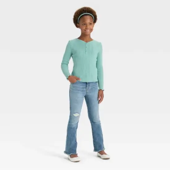 Girls' Long Sleeve Pointelle T-Shirt - Cat & Jack&trade; image {2}