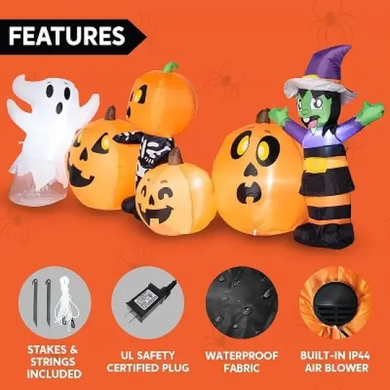Joyfy 8 FT Long Halloween Inflatable Outdoor Decorations, Halloween Characters and Pumpkin Inflatables with LEDs for Halloween Yard Lawn Garden Decor image {5}