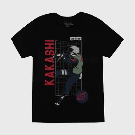 Men's Naruto Kakashi Short Sleeve Graphic T-Shirt - Black image {3}