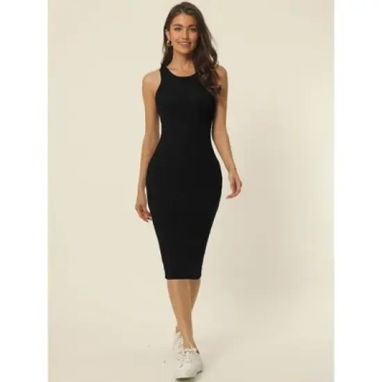 Seta T Women's Spring Fall 2 Piece Outfits Knitted Long Sleeve Turtleneck Sweaters with Tank Bodycon Midi Sweater Dress Set image {1}