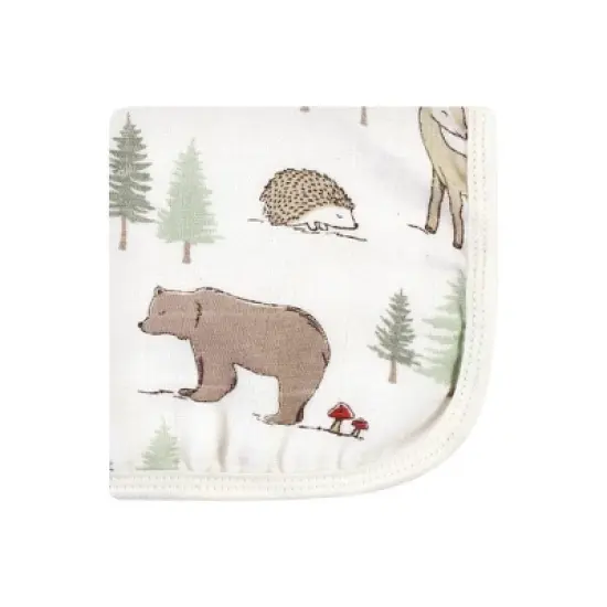 Hudson Baby Infant Boy Cotton Muslin Washcloths, Forest Animals, One Size image {2}
