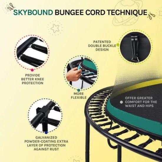 UNISOAR Springless Trampoline - Recreational Trampolines with AntiRust Coating No-Gap Design Zip System, Bungee Cords Outdoor Trampoline for Kids image {3}