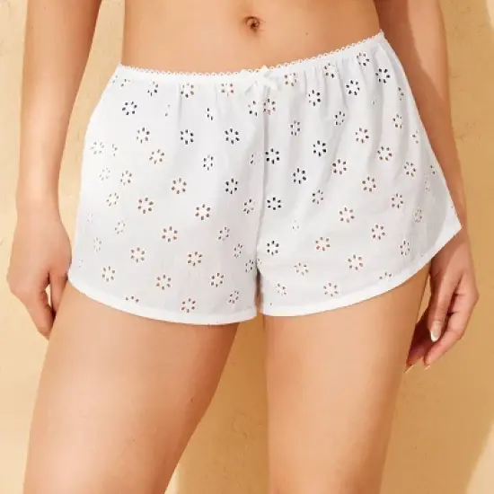 Women's Eyelet Low-Rise Cover Up Shorts - Wild Fable&trade; White image {5}