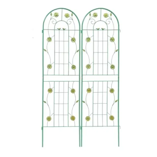 Syemin Patio Decorative Screens, Iron Arch Decoration Garden Trellis, for Outdoor for Climbing Plants Support, Flowerbed, Green, 40"*19.7"*71" image {3}