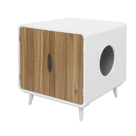 Abel Cat Litter Box Enclosure Multipurpose Anti Tracking Ventilation Holes with Magnetic Doors And Metal Legs Pet House-The Pop Home image {1}